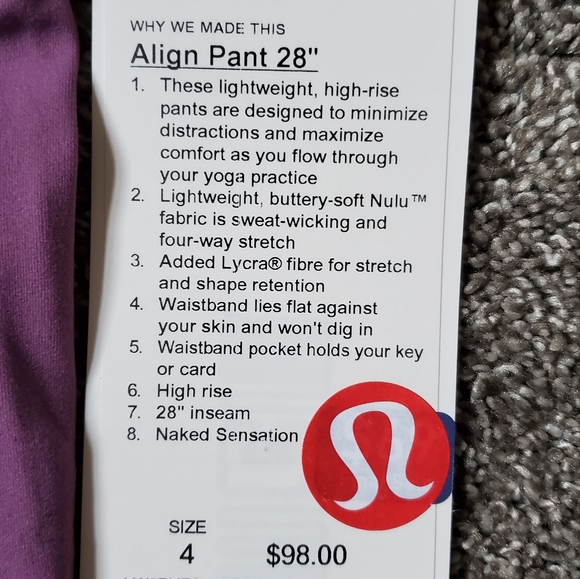 NWT lululemon Align™ High-Rise Pant 28" - Picture 5 of 7
